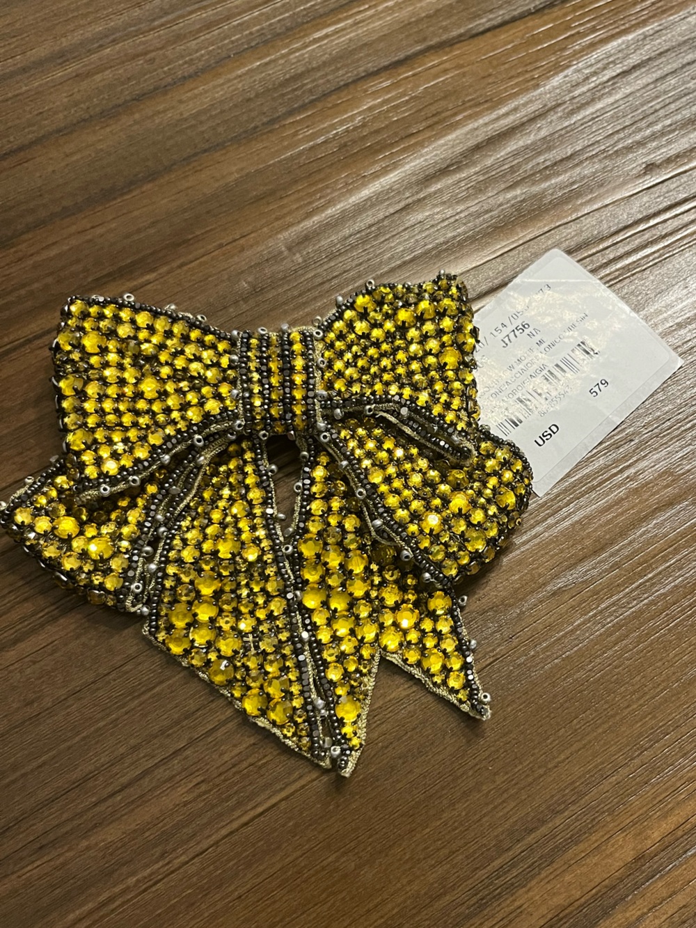Gucci Yellow Crystal Bow Brooch